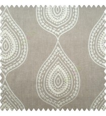 Beige white grey color traditional ikat designs traditional finished embroidery zigzag square small stars thread borders with transparent net base linen main curtain
